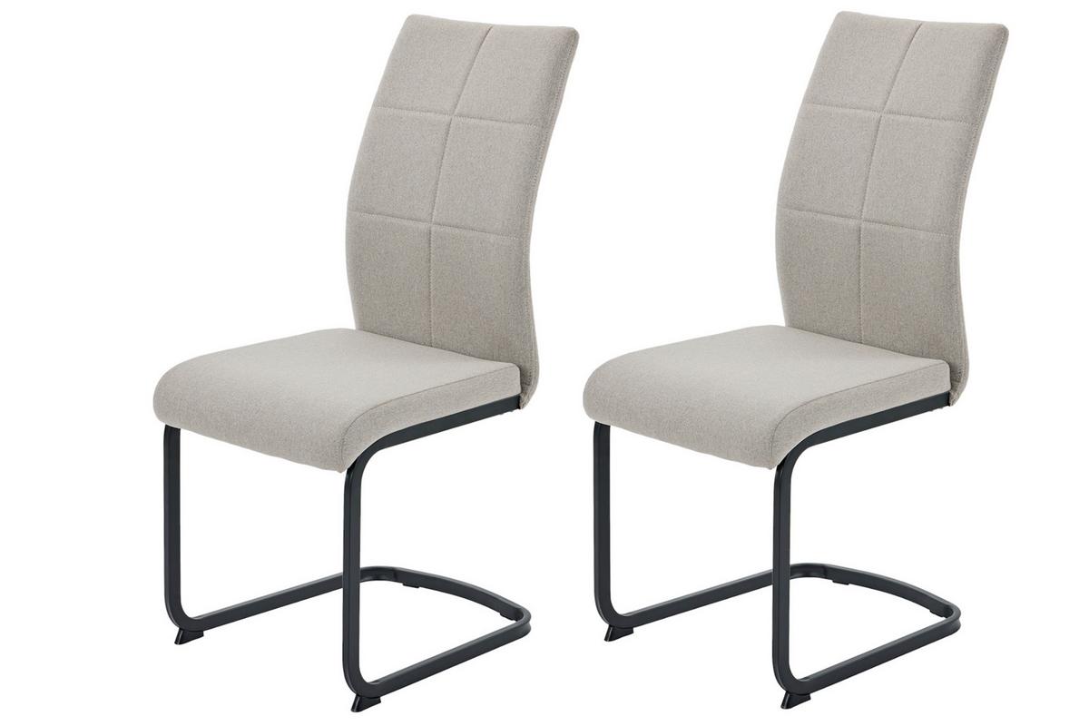 SCHWINGSTUHL-SET TURIN S 2ER-SET - Schlammfarben/Schwarz, MODERN, Textil/Metall (43/98/60cm) - MID.YOU