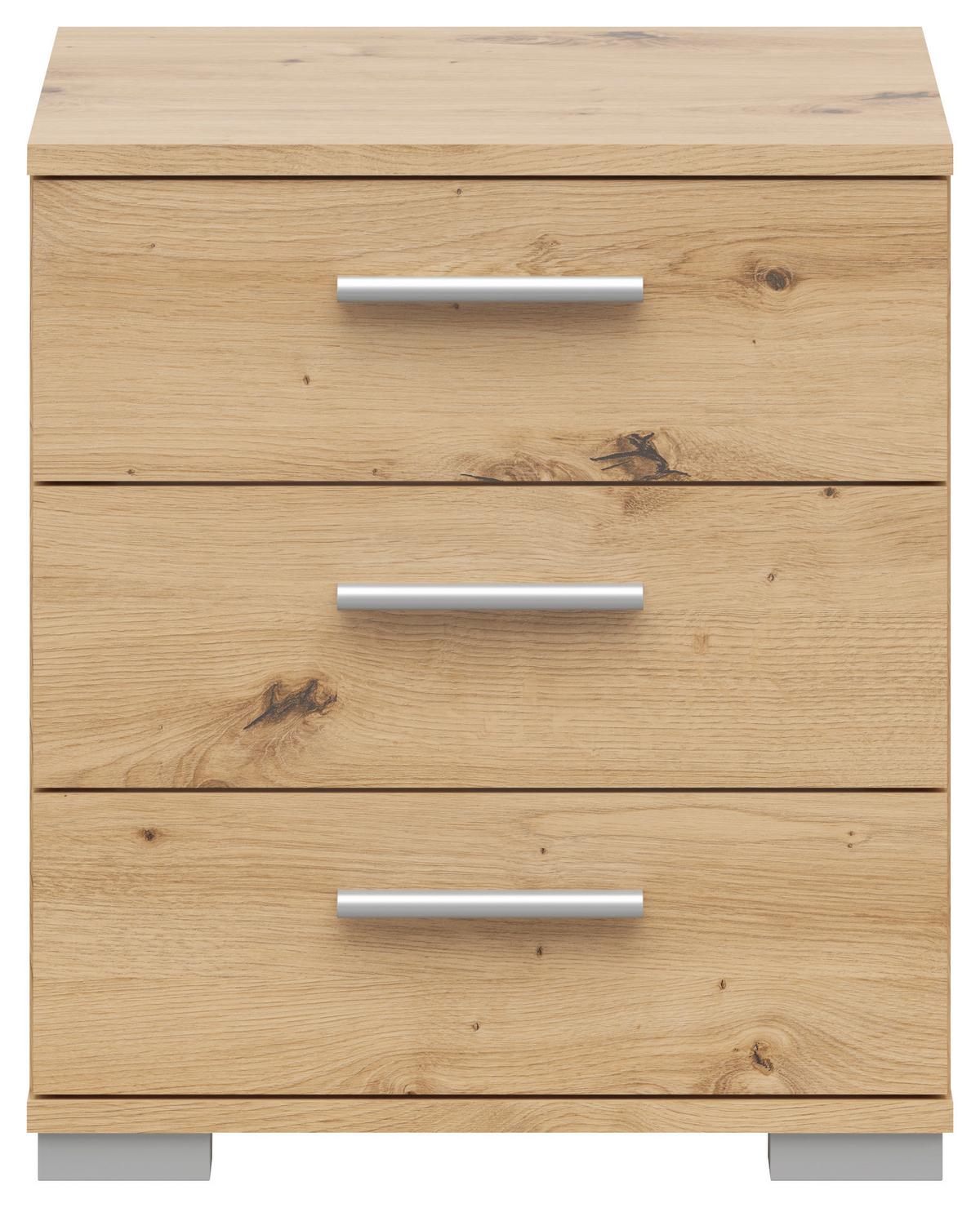 SZAFKA NOCNA ELENA - kolor aluminiowy/dąb artisan, Konventionell, materiał drewnopochodny/tworzywo sztuczne (45/50/35cm) - Boxxx