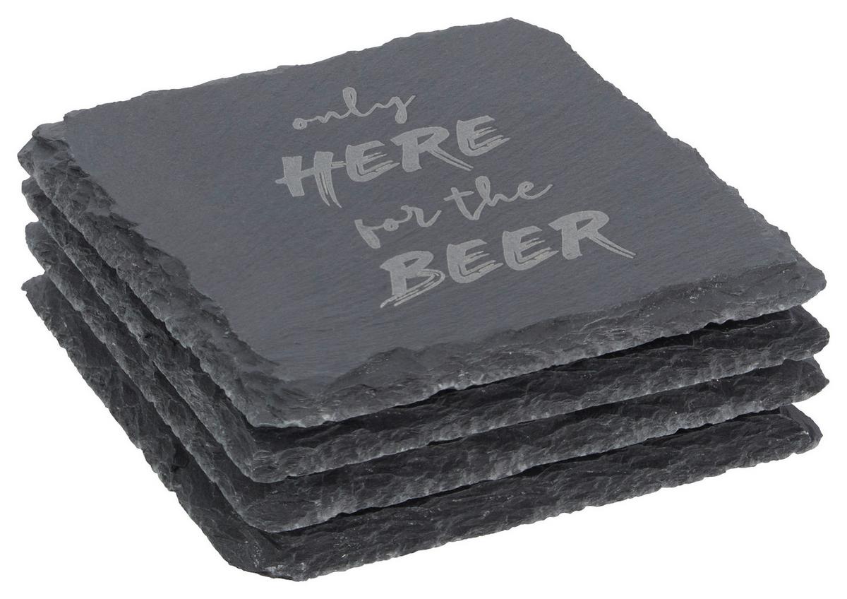 Untersetzerset Funny aus Naturstein, 4-teilig - Schwarz, Modern, Stein (10/10cm) - Zandiara