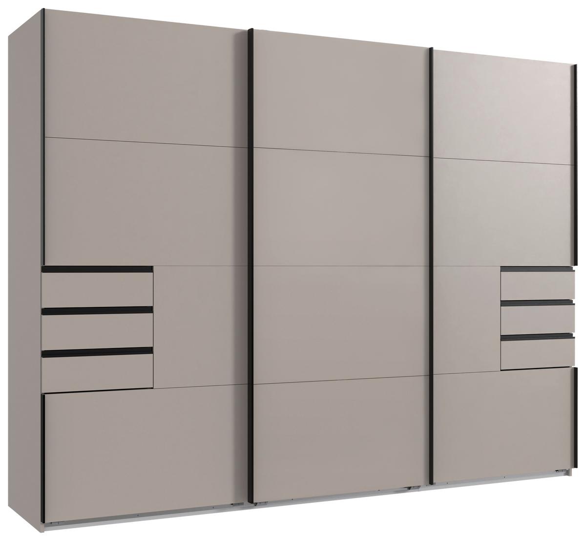 Ormar S Kliznim Vratima Saigon - bež/crna, Konvencionalno, staklo/drvni materijal (270/208/64cm) - Premium Living