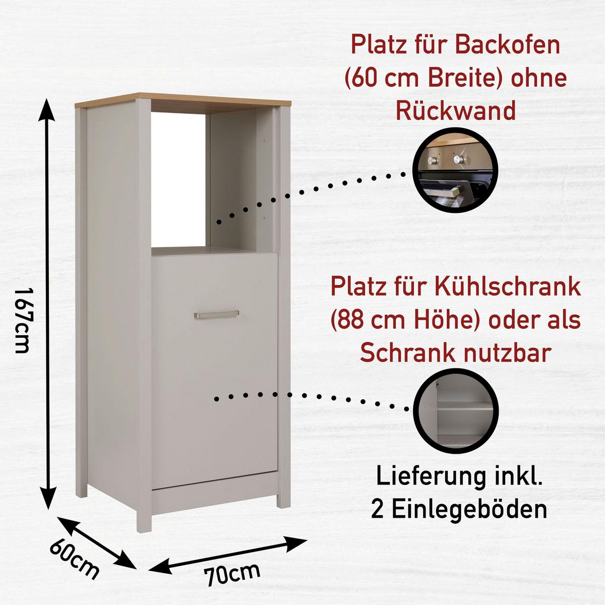 Küchenleerblock Bundle 7 o. Geräte Kaschmir - Kaschmir/Silberfarben, MODERN, Glas/Holzwerkstoff (370cm) - home24