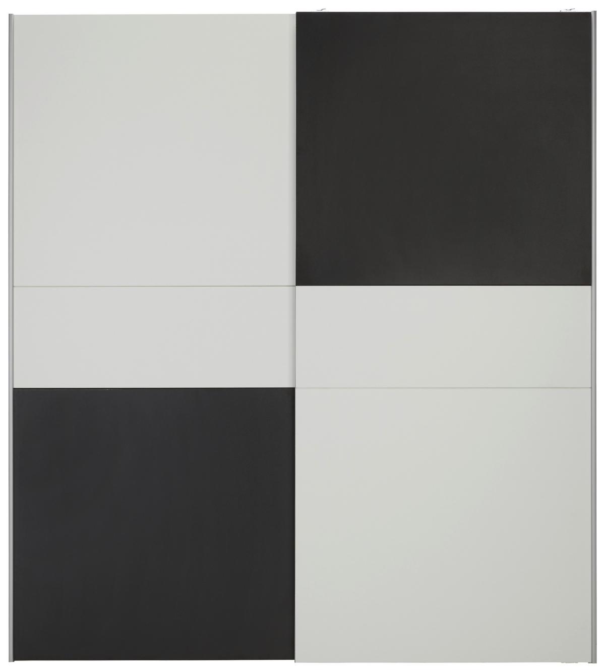 Schiebetürenschrank in Schwarz/Weiss - Weiss/Schwarz, Konventionell, Holzwerkstoff/Kunststoff (170/191/61cm) - Mömax