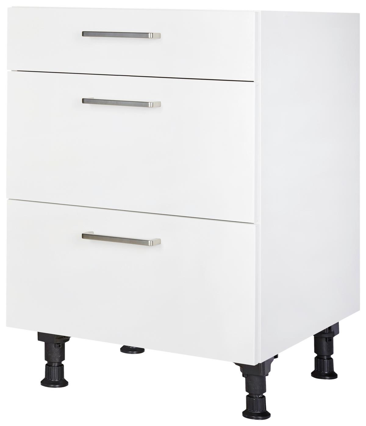 Schubkastenunterschrank Touch Weiß - Edelstahlfarben/Weiß, MODERN, Holzwerkstoff/Metall (60/87/56cm) - Nobilia