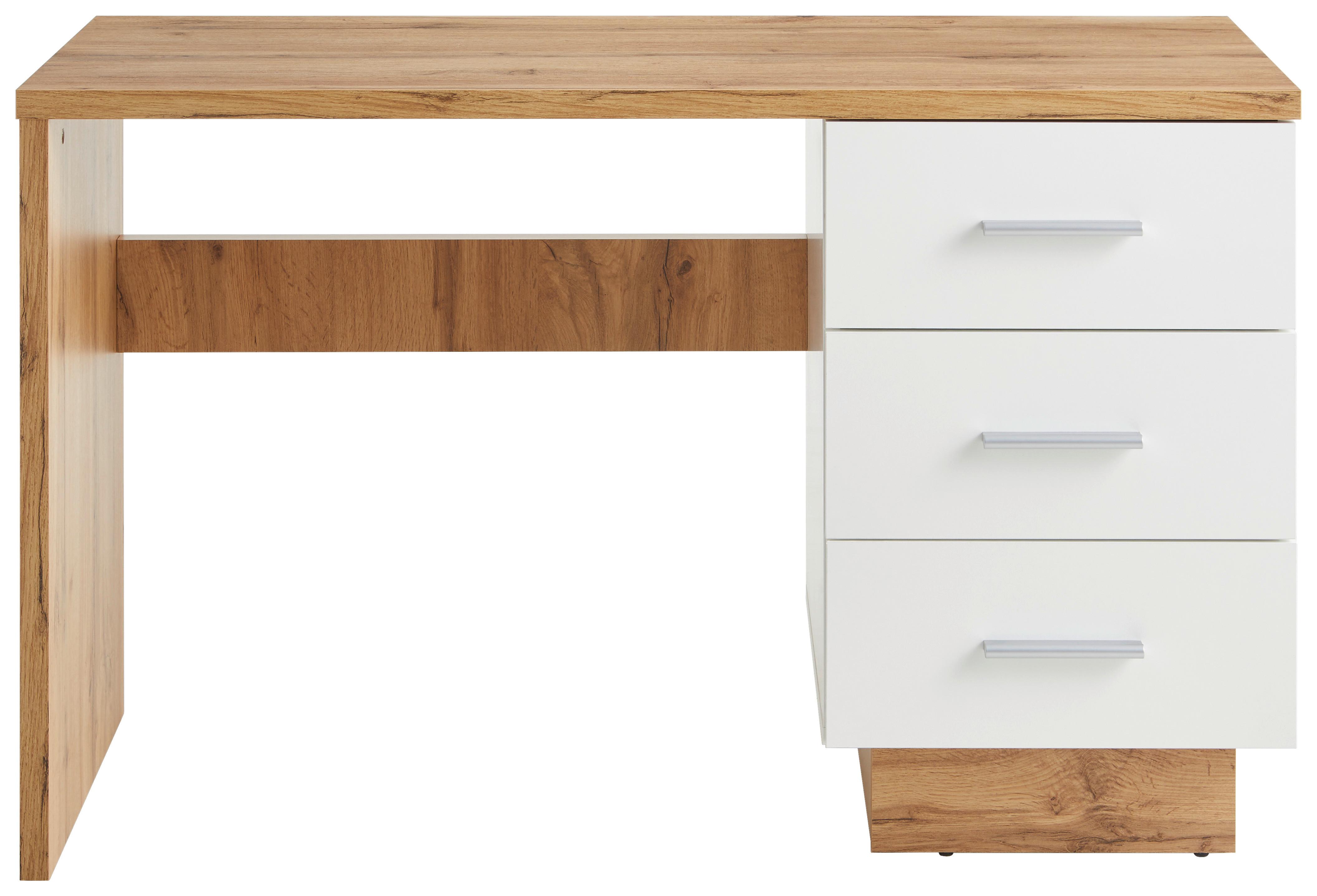 BIURKO KIMI   -HOM IN- - kolor dębowy/biały, Modern, materiał drewnopochodny/tworzywo sztuczne (120/50/75cm) - Hom`in