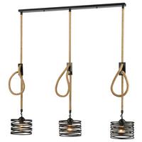 Hängeleuchte Everin max. 40 Watt - Schwarz/Naturfarben, MODERN, Naturmaterialien/Metall (75/100cm) - Modern Living