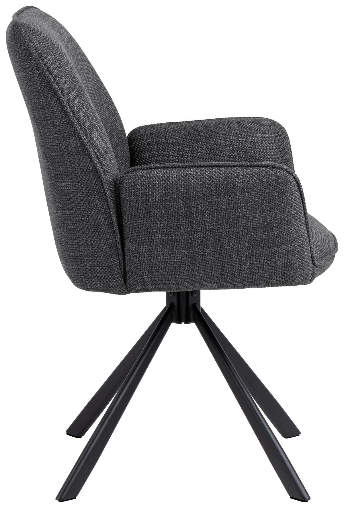 KRZESŁO Z PODŁOKIETNIKAMI GLENDA - ciemnoszary/czarny, Trend, metal/tkanina (61/88,5/63cm) - MID.YOU