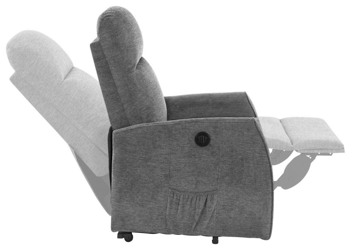 Tv Fotelj Athen, Svetlo Siva, Pomoč Pri Vstajanju - svetlo siva, Moderno, kovina/tekstil (67.5/107/88.5cm)