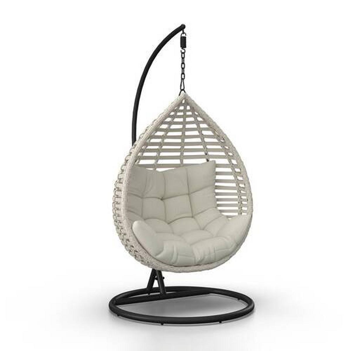 Hängesessel Nancy Creme Metall/Kunststoff/Outdoorstoff - Dunkelgrau/Creme, MODERN, Kunststoff/Textil (105/196/120cm) - Bessagi Garden