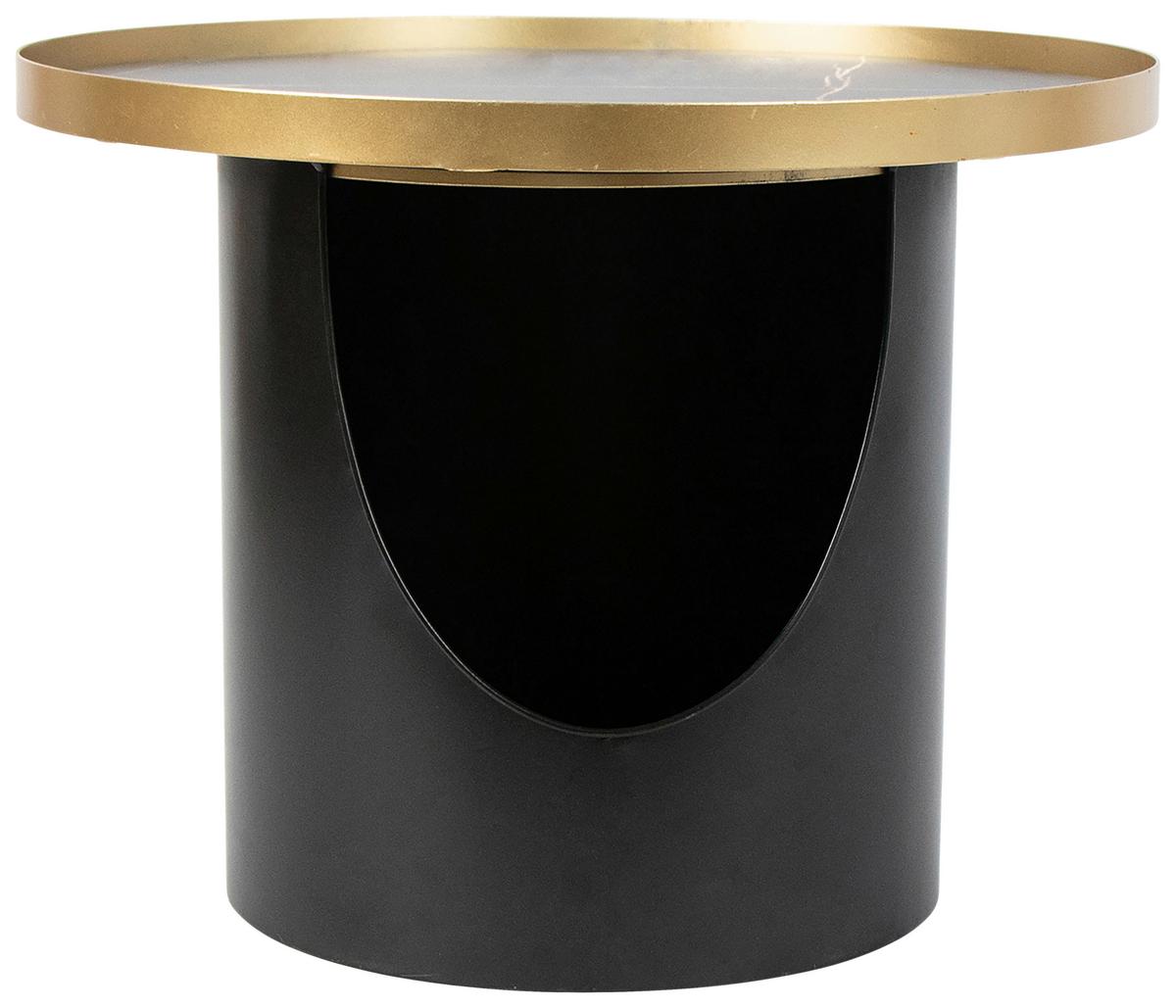 Măsuță de cafea LOTUS - auriu/negru, Modern, metal/material pe bază de lemn (55/43/55cm) - Modern Living