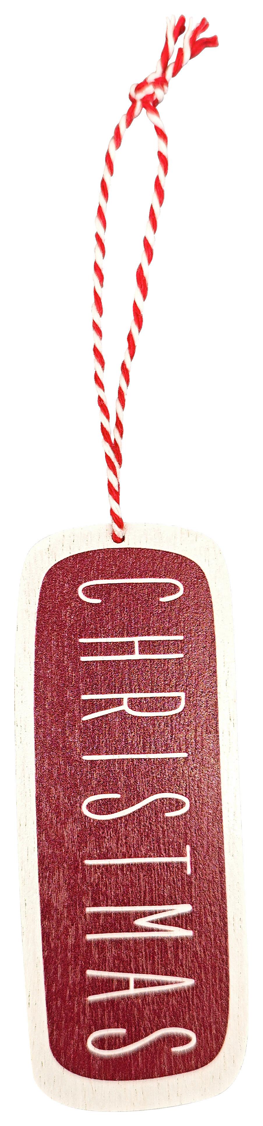 Dekohänger Christmas Rot/Weiß - Rot/Weiß, KONVENTIONELL, Holzwerkstoff/Textil (4,5/11/0,2cm) - Mömax
