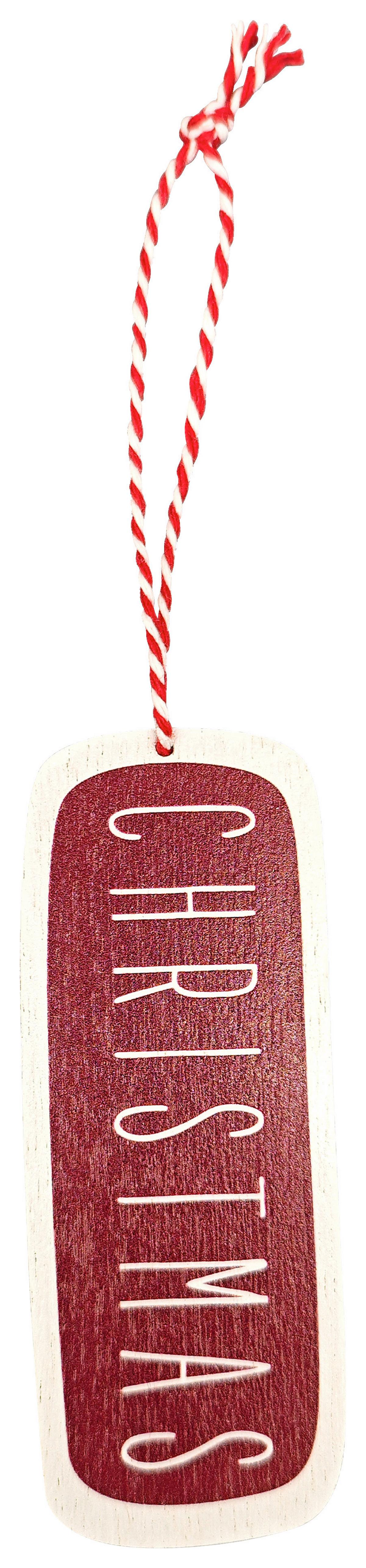 Dekohänger Christmas Rot/Weiß - Rot/Weiß, KONVENTIONELL, Holzwerkstoff/Textil (4,5/11/0,2cm) - Mömax