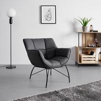 Relaxsessel dunkelgrau, "Robin" - Dunkelgrau/Schwarz, MODERN, Textil/Metall (72/78/81cm) - Bessagi Home
