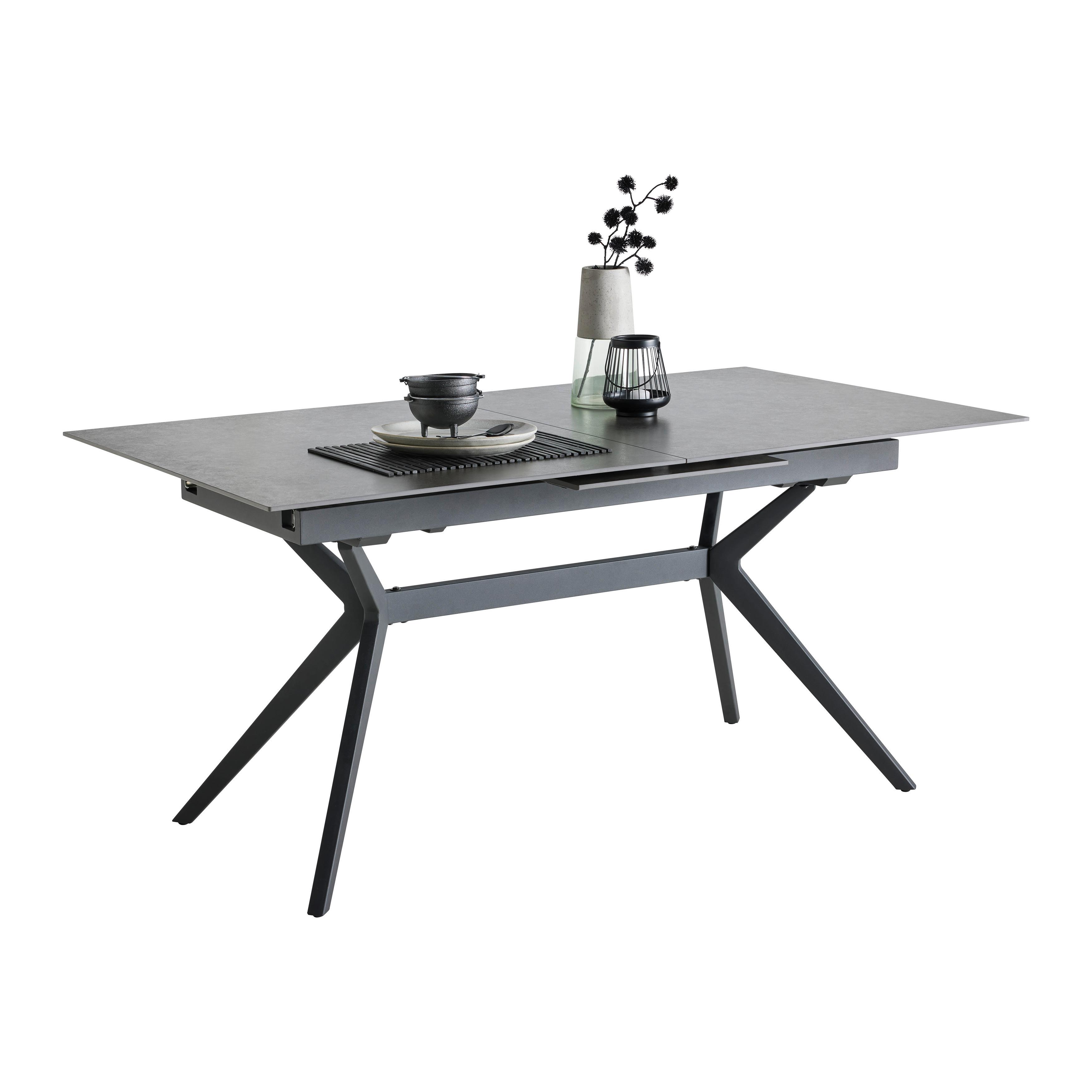 table à rallonge in Anthrazit/Schwarz - Anthrazit/Schwarz, Modern, Keramik/Metall (160-205/91/76cm) - Mömax