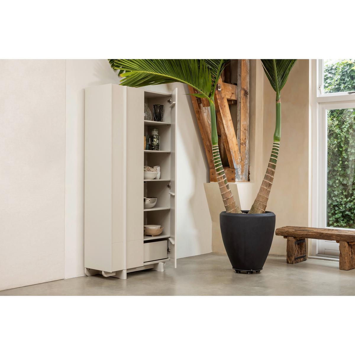 Garderobenschrank Basu Grauweiß B: 101 cm - Grauweiß, Design, Holz (101/210/46cm) - Livetastic
