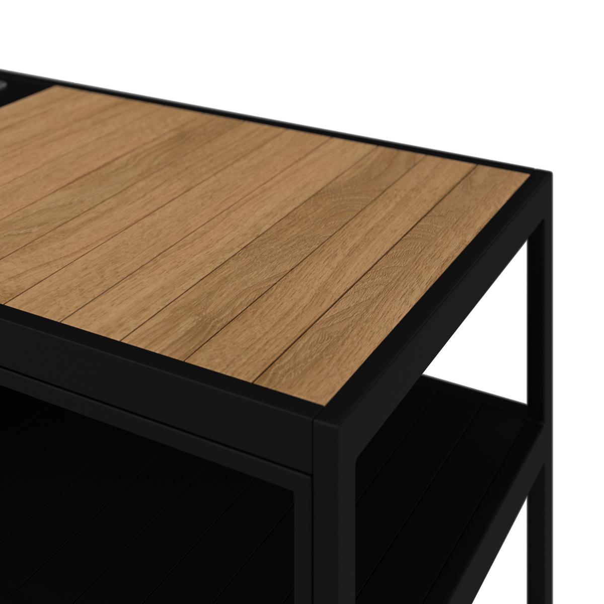 Outdoorküche Delia Schwarz /Naturfarben inkl. Abdeckung - Schwarz/Naturfarben, MODERN, Kunststoff/Metall (127/126/53,5cm) - Bessagi Garden