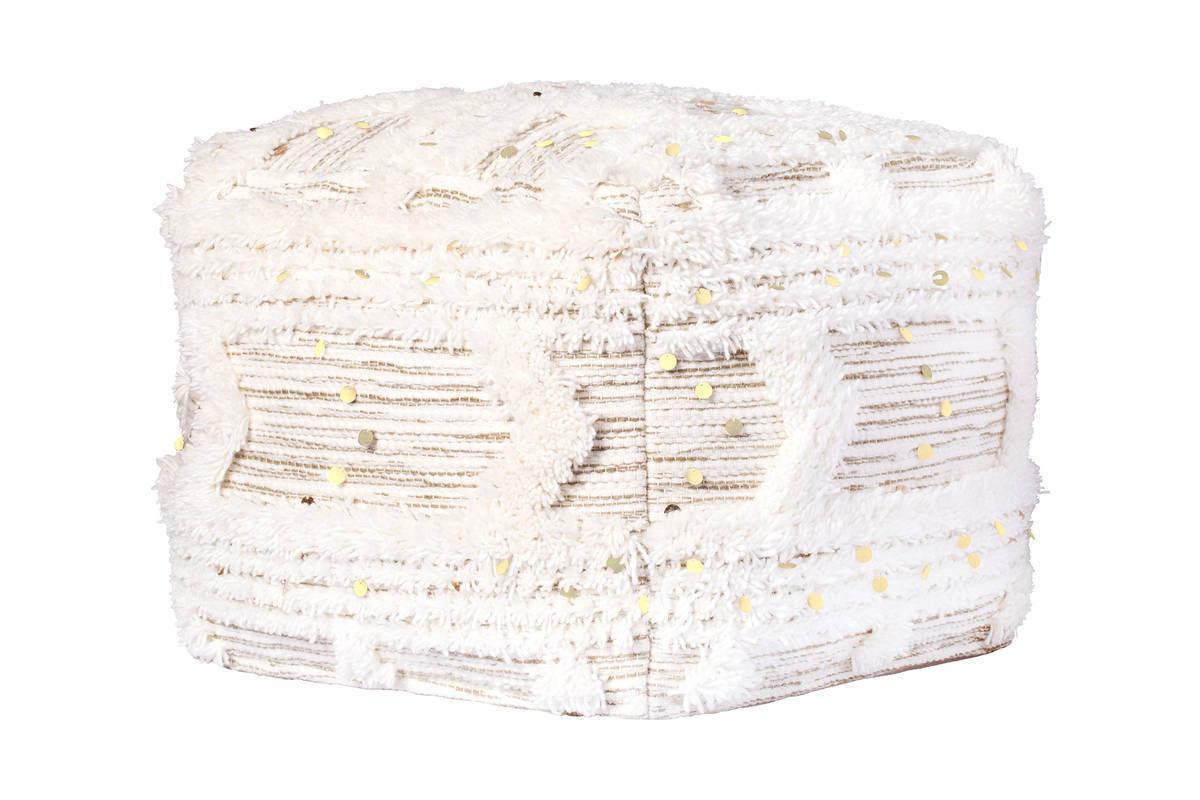 POUF POUF BOHIST 425 CREME / KHAKI - Creme/Olivgrün, Trend, Kunststoff/Textil (50/45/50cm) - Kayoom