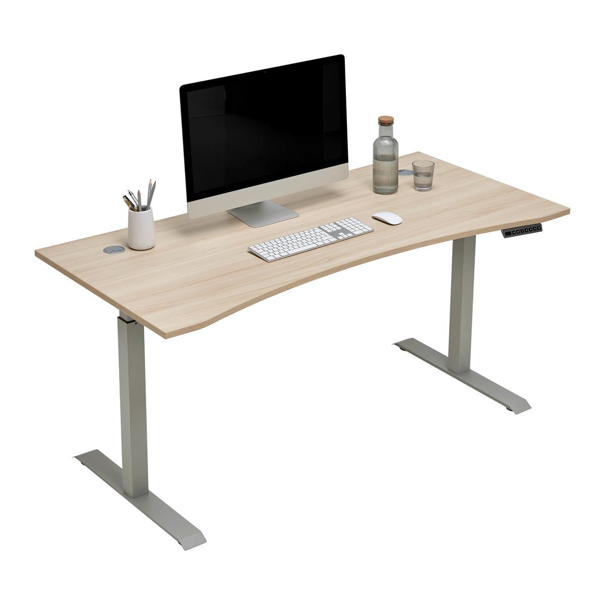 Schreibtisch Siena Eiche-/Silberfarben - Eichefarben/Silberfarben, MODERN, Holzwerkstoff (160/72/77cm) - Mömax