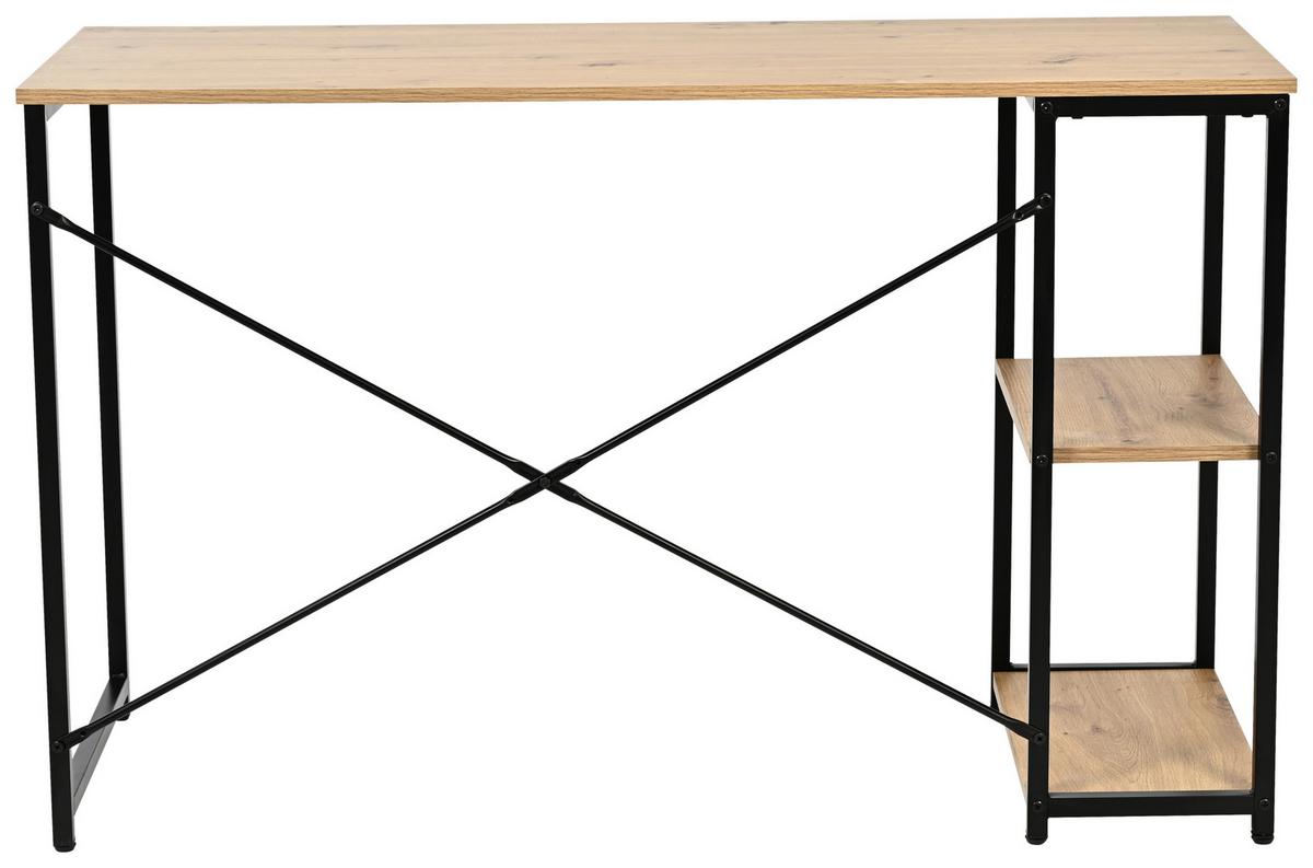 Masă de scris ROBERT - stejar Artisan/negru, Modern, metal/material pe bază de lemn (120/75/46cm) - Modern Living