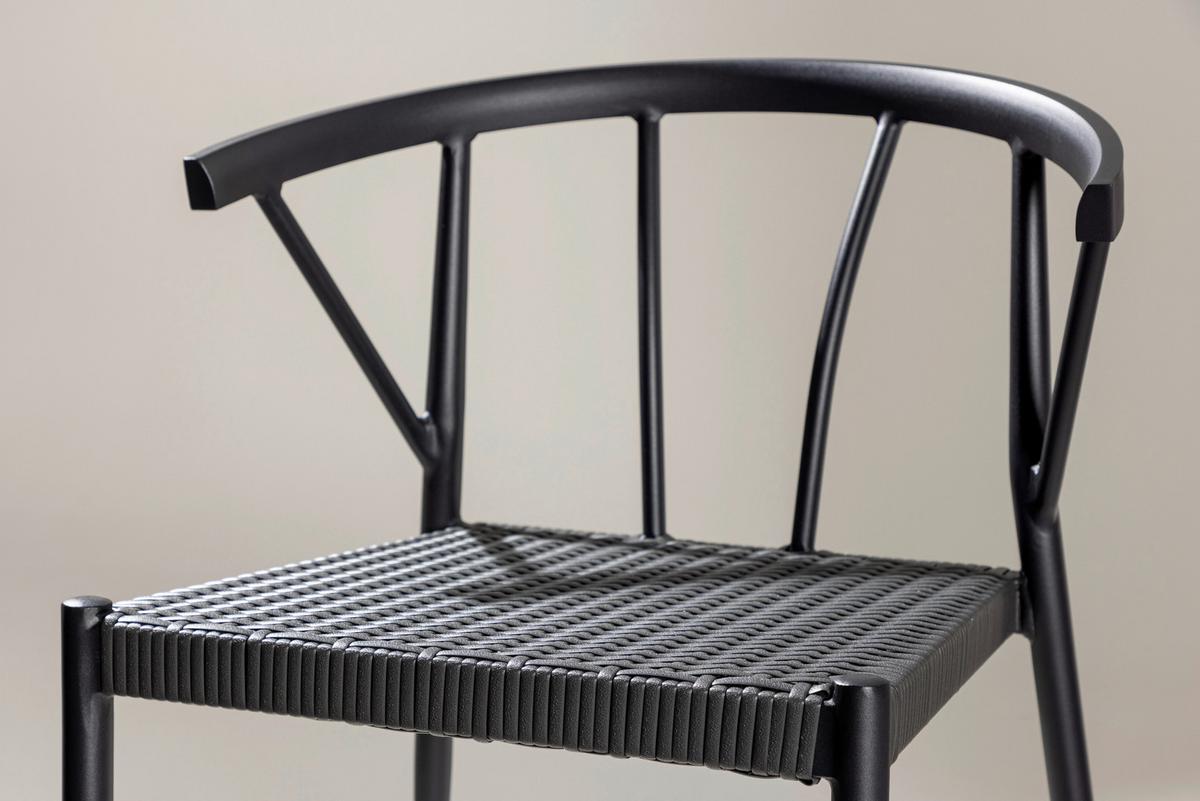 Gartenstuhl 6er-Set Stina ca. 47x79,5x49 cm Schwarz - Schwarz, KONVENTIONELL, Kunststoff/Metall (47/79,5/49cm) - Gardenson