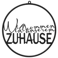 Dekoschild Willkommen II in Schwarz - Schwarz, Basics, Metall (38/40/1cm) - Modern Living