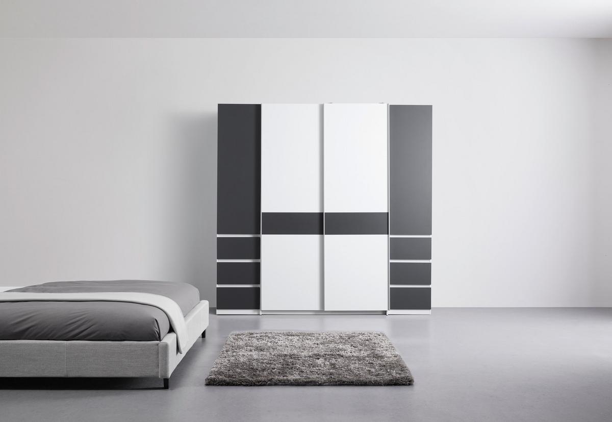 Kleiderschrank in Graphitfarben/Weiss - Weiss/Graphitfarben, Konventionell, Holzwerkstoff (215/211/60cm) - Mömax