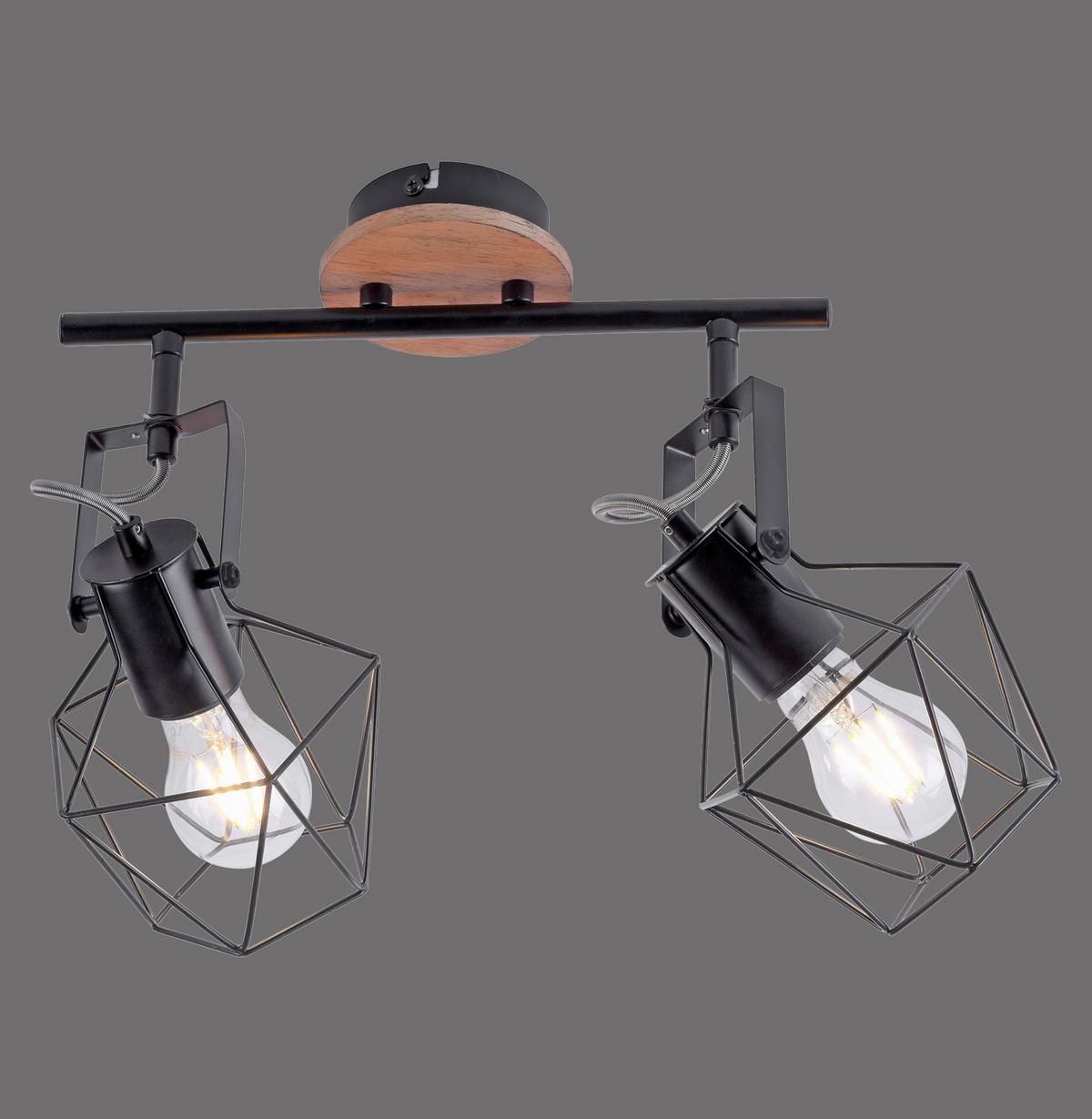 Deckenleuchte Jaro max. 60 Watt - Schwarz, Natur, Holz/Metall (61/28/31cm)