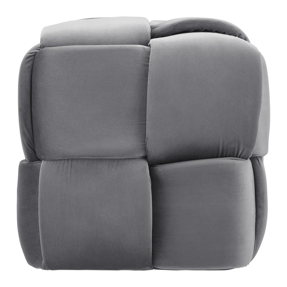Hocker Ella Grau Samt - Schwarz/Grau, MODERN, Holz/Kunststoff (47/47/47cm) - Bessagi Home