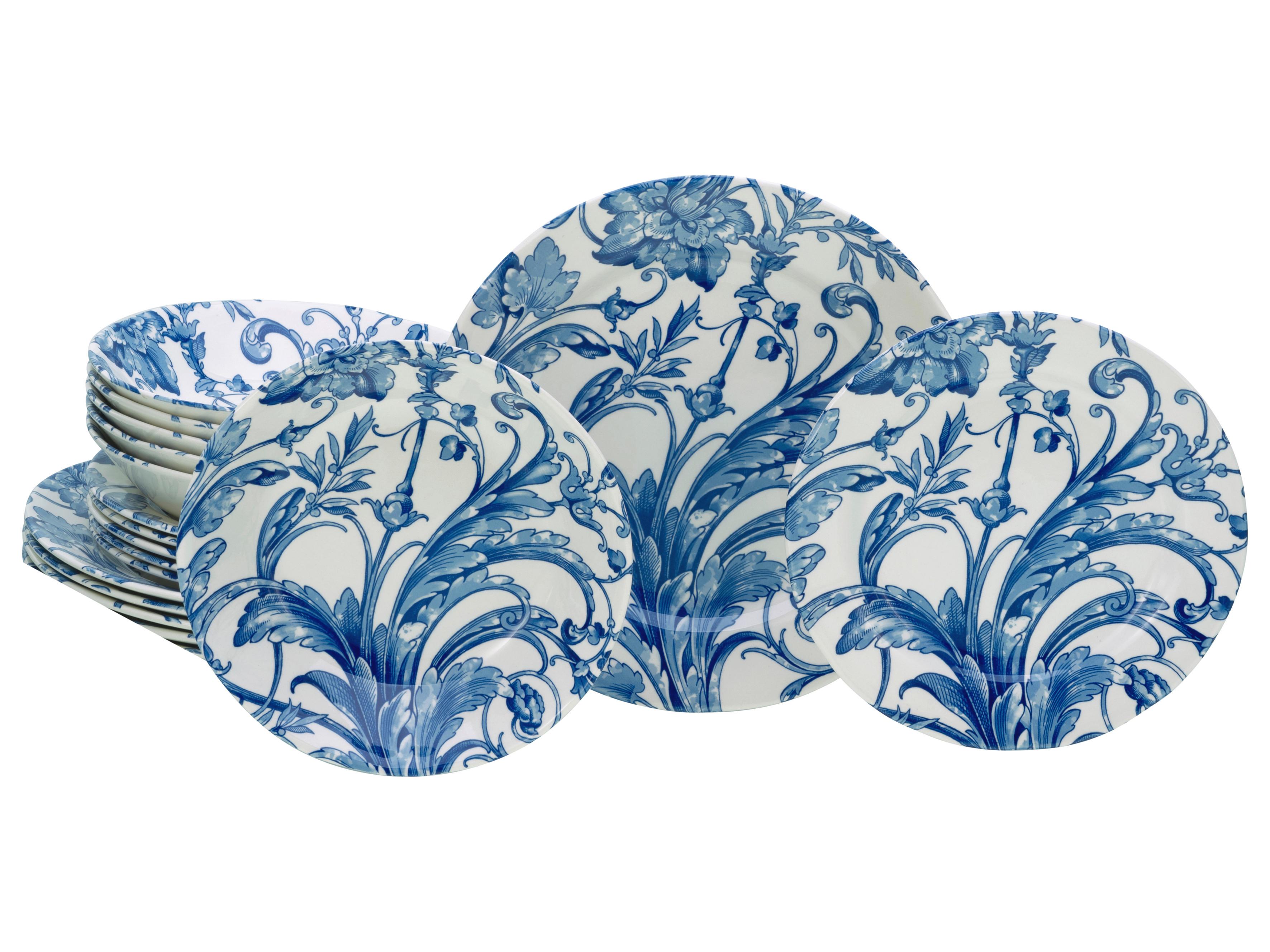 Tafelservice Venecia Blau/Weiß, 18-teilig - Blau/Weiß, Basics, Keramik - Creatable