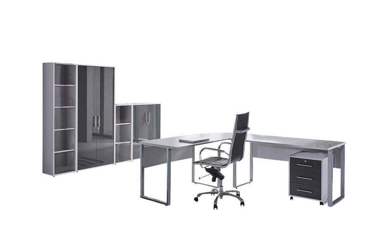 Büro Office Edition Set 4 Grau - Anthrazit Hochglanz/Grau, MODERN, Holzwerkstoff - MID.YOU