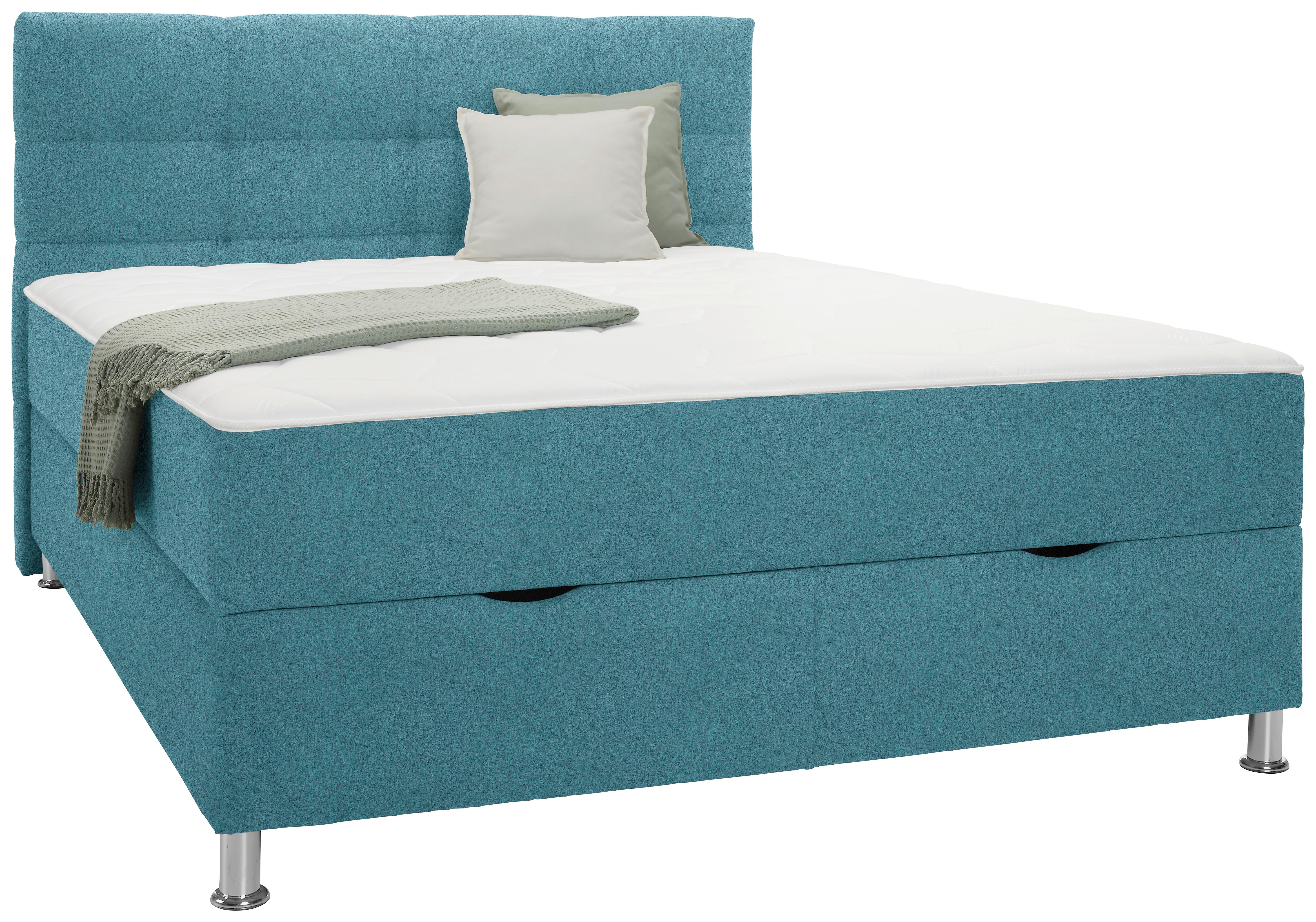 Boxbett Oviedo 160 in Türkis ca. 160x200cm - Türkis, KONVENTIONELL, Textil/Metall (160/200cm) - Mömax