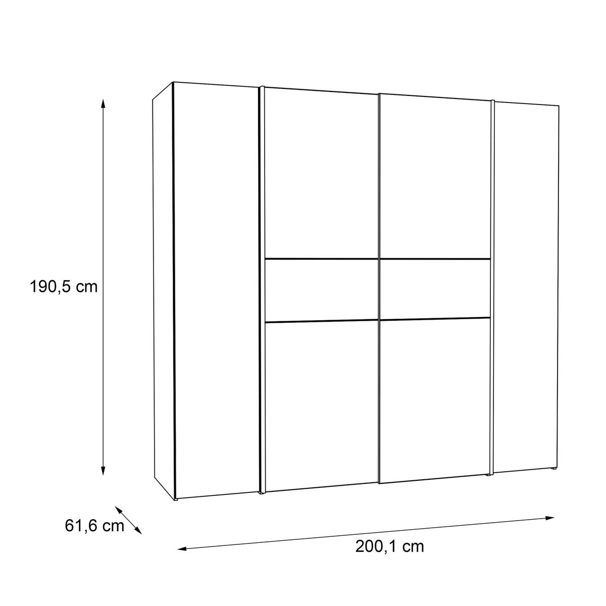 Omara S Klasičnimi Vrati Kalix, Barva Hrasta, Bela - bela/barve aluminija, Konvencionalno, umetna masa/leseni material (200,1/190,5/61,6cm) - Carryhome