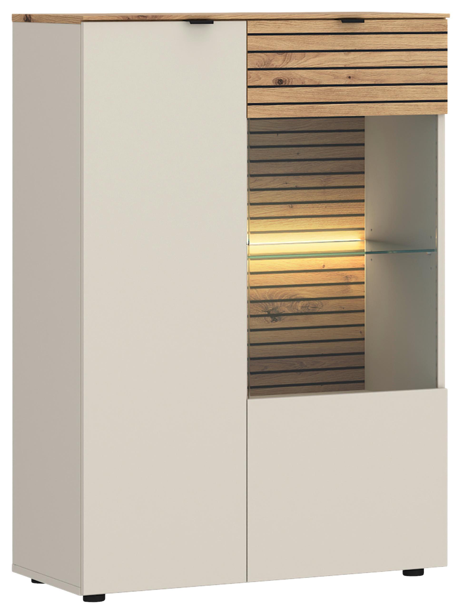 Vitrina Nexa - kašmir/hrast Artisan, Basics, staklo/drvni materijal (80/116/40cm) - Modern Living