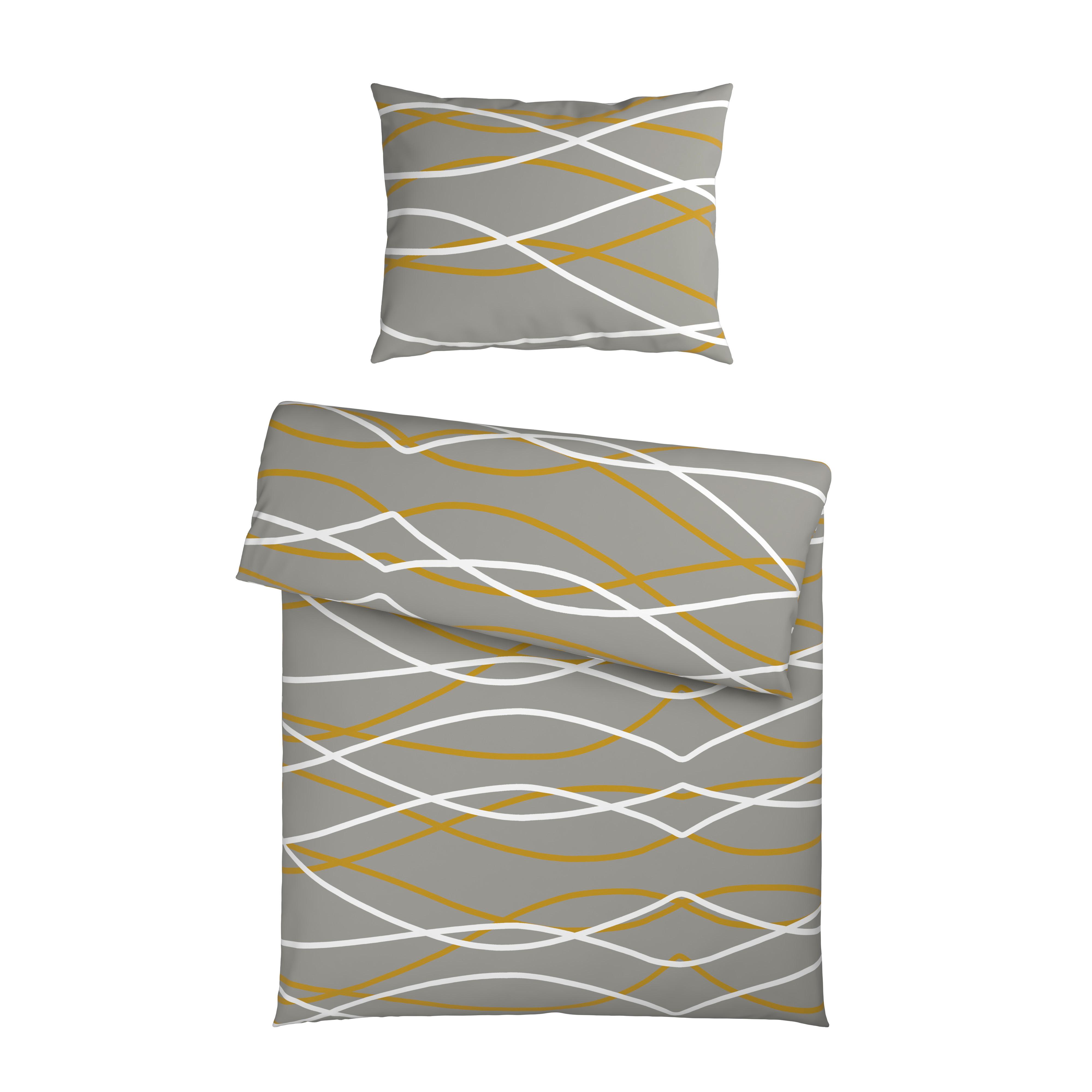 Bettwäsche Welle Grau/Goldfarben ca. 140x200cm - Goldfarben/Grau, MODERN, Textil (140/200cm) - Mömax