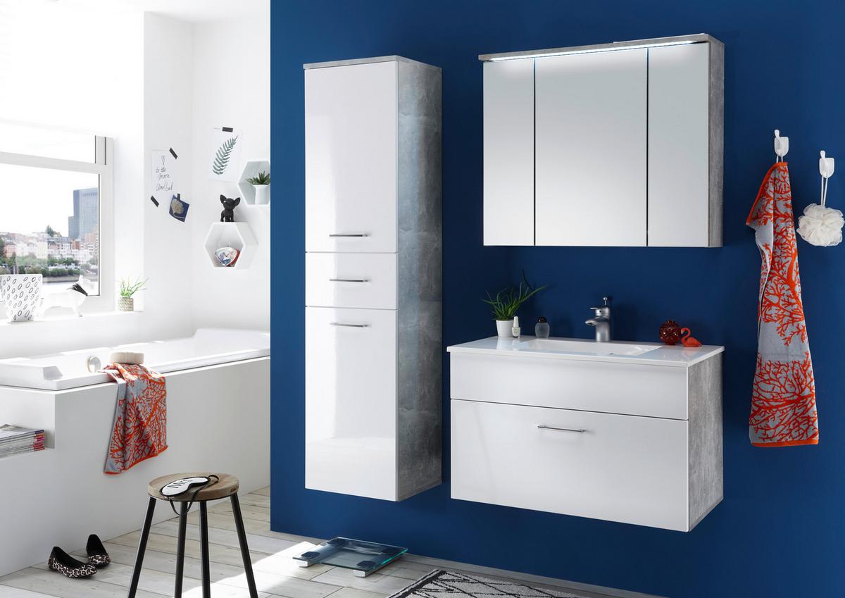 Hochschrank in Hellgrau ´SPLASH 40X160 CM HELLGRAU´ - Chromfarben/Weiss, Design, Holzwerkstoff/Metall (40/160/35cm) - MID.YOU