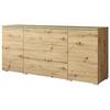 Sideboard Vera mit LED ca. 150 cm Eiche Artisan - Eiche Artisan/Grau, Basics, Holzwerkstoff/Kunststoff (150/67,9/39,5cm) - P & B