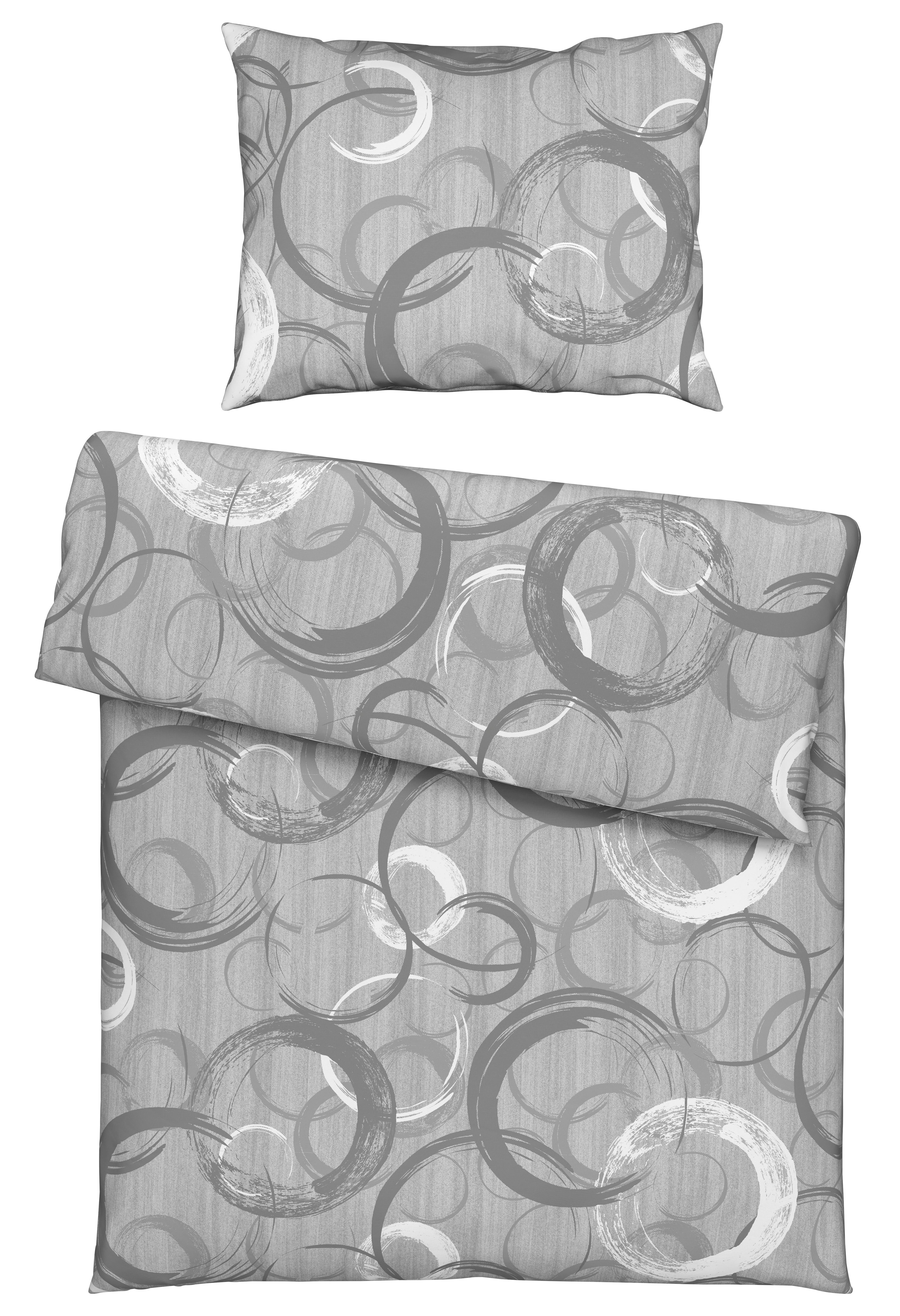 Ágyneműhuzat-garnitúra New Circles - szürke, textil (140/200cm) - Modern Living