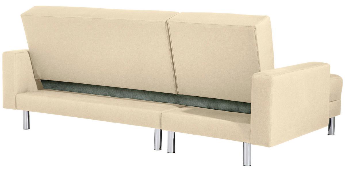 ECKSCHLAFSOFA JUST FASHION - Chromfarben/Beige, KONVENTIONELL, Textil/Metall (152/230cm) - Max Winzer