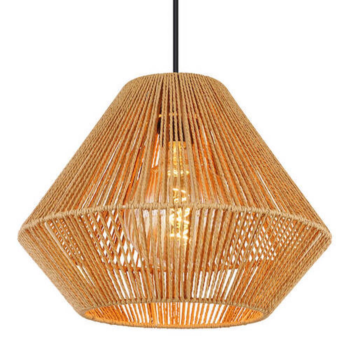 Hängeleuchte Houdini Naturfarben max. 15 Watt - Schwarz/Naturfarben, Natur, Naturmaterialien/Kunststoff (35/120cm) - Globo