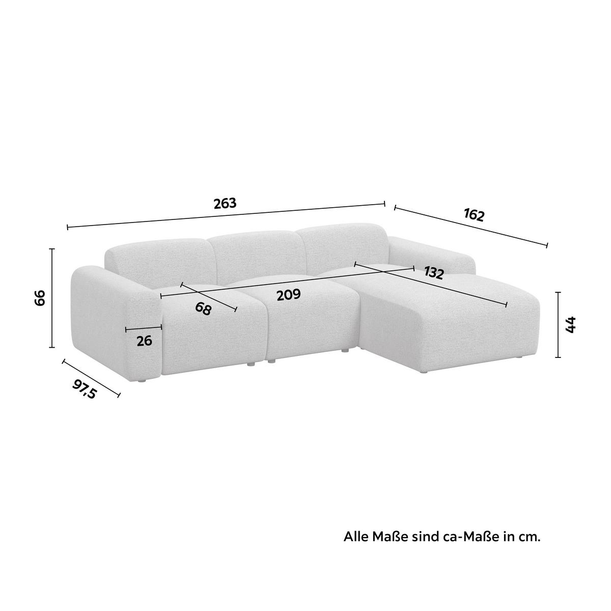 Sarokkanapé Marlo - natúr színű/barna, Modern, textil/fa (263/162cm) - Bessagi Home