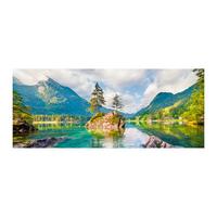 Glasbild Emerald Lake Multicolor ca. 125x50cm - Multicolor, Basics, Glas/Papier (125/50cm)