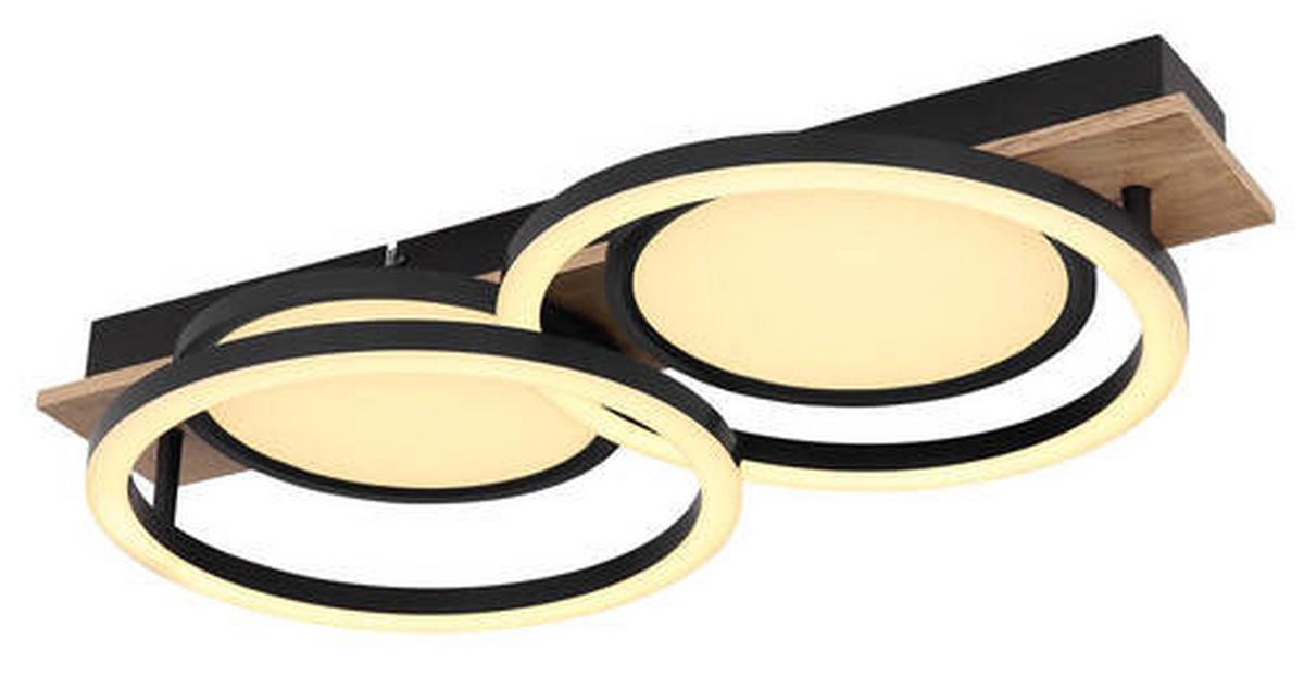 LED-Deckenleuchte Bossy max. 38 Watt - Dunkelbraun/Opal, Design, Holzwerkstoff/Kunststoff (108,5/30/11cm) - Globo