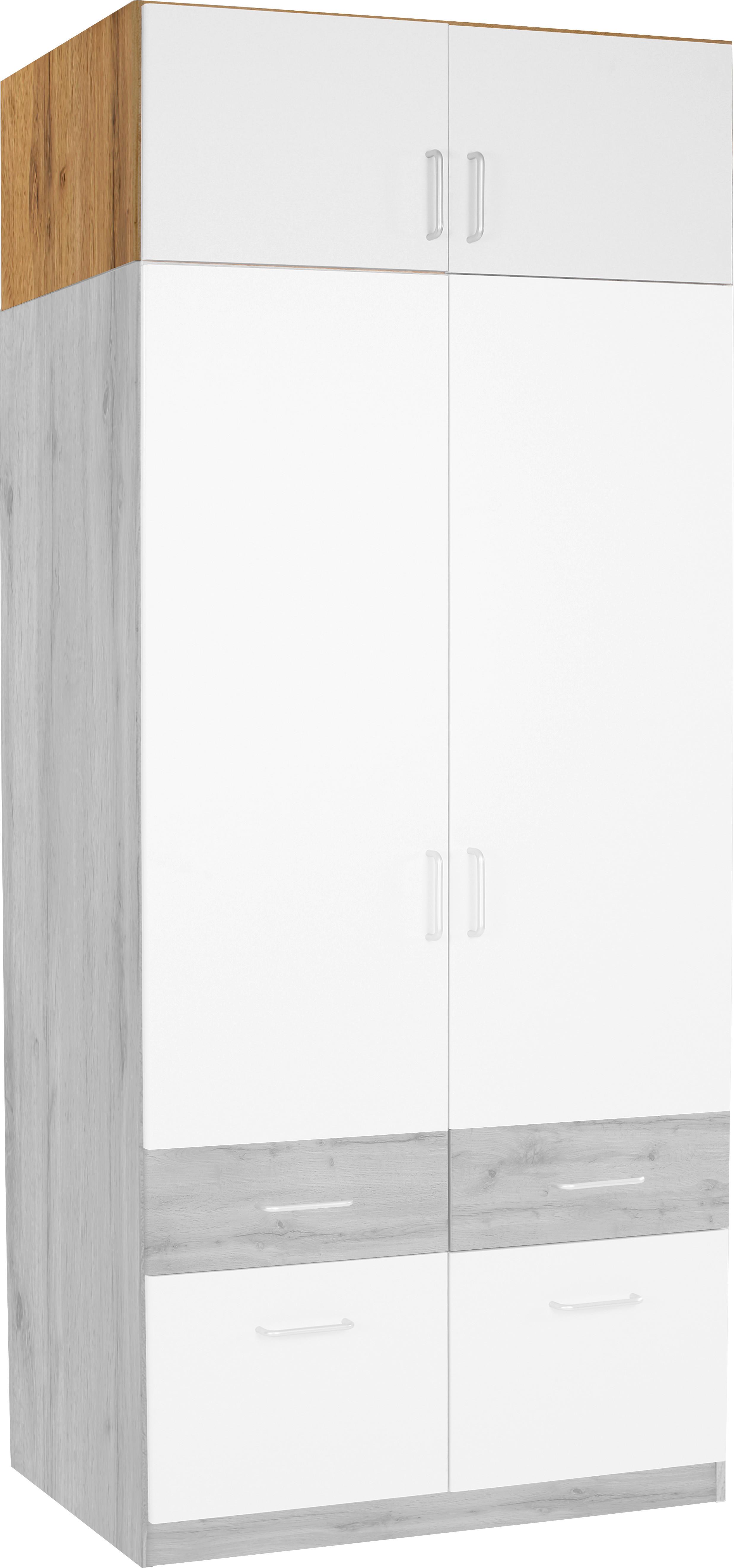 Dulap auxiliar superior Aalen Extra - alb/culoare lemn stejar, Konventionell, material pe bază de lemn (91/39/54cm)