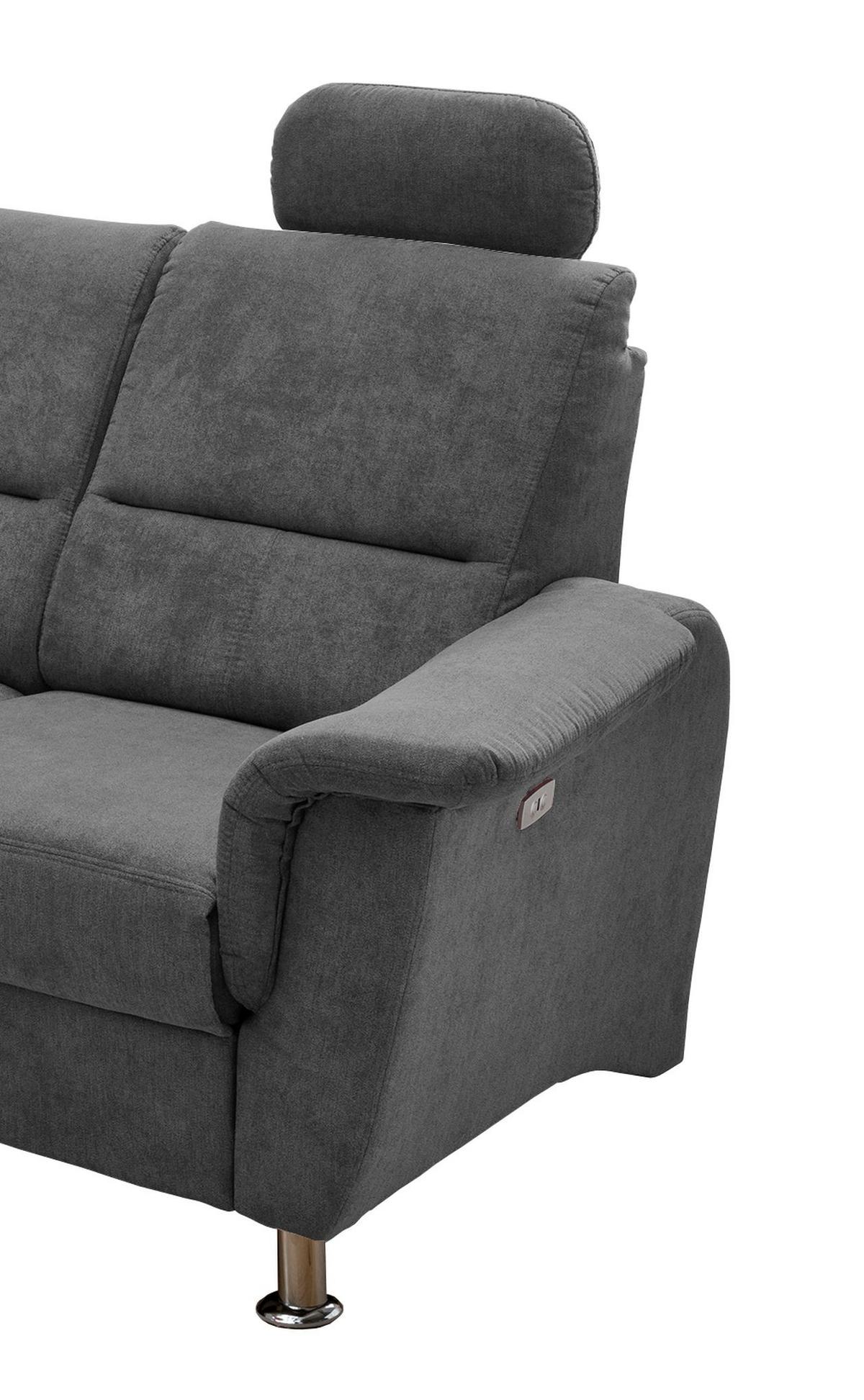 Wohnlandschaft Parole Anthrazit Mikrofaser - Chromfarben/Anthrazit, KONVENTIONELL, Textil/Metall (231/45/55cm) - Livetastic