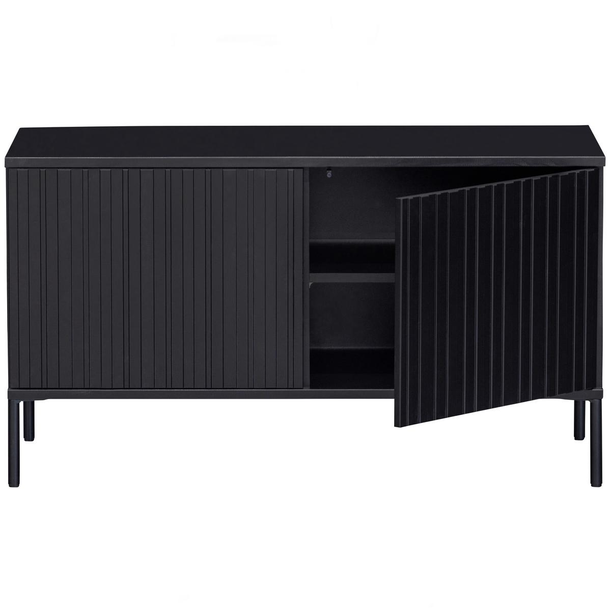 Lowboard Gravure Schwarz B: 100cm - Schwarz, Design, Holz/Metall (100/56/44cm) - Livetastic