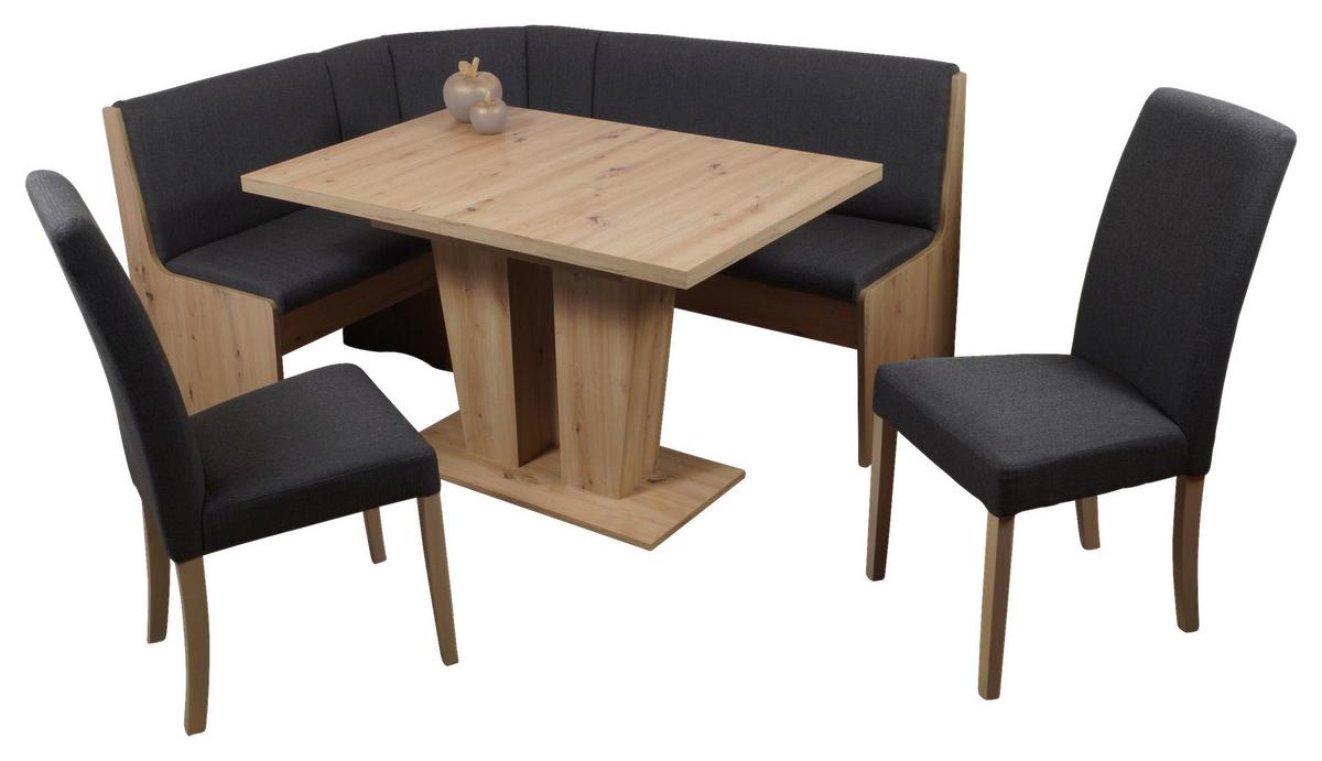 Eckbankgruppe Duisburg 4-tlg. Eiche Artisan/Grau - Dunkelgrau/Eiche Artisan, KONVENTIONELL, Holz/Holzwerkstoff (125/165cm) - P & B