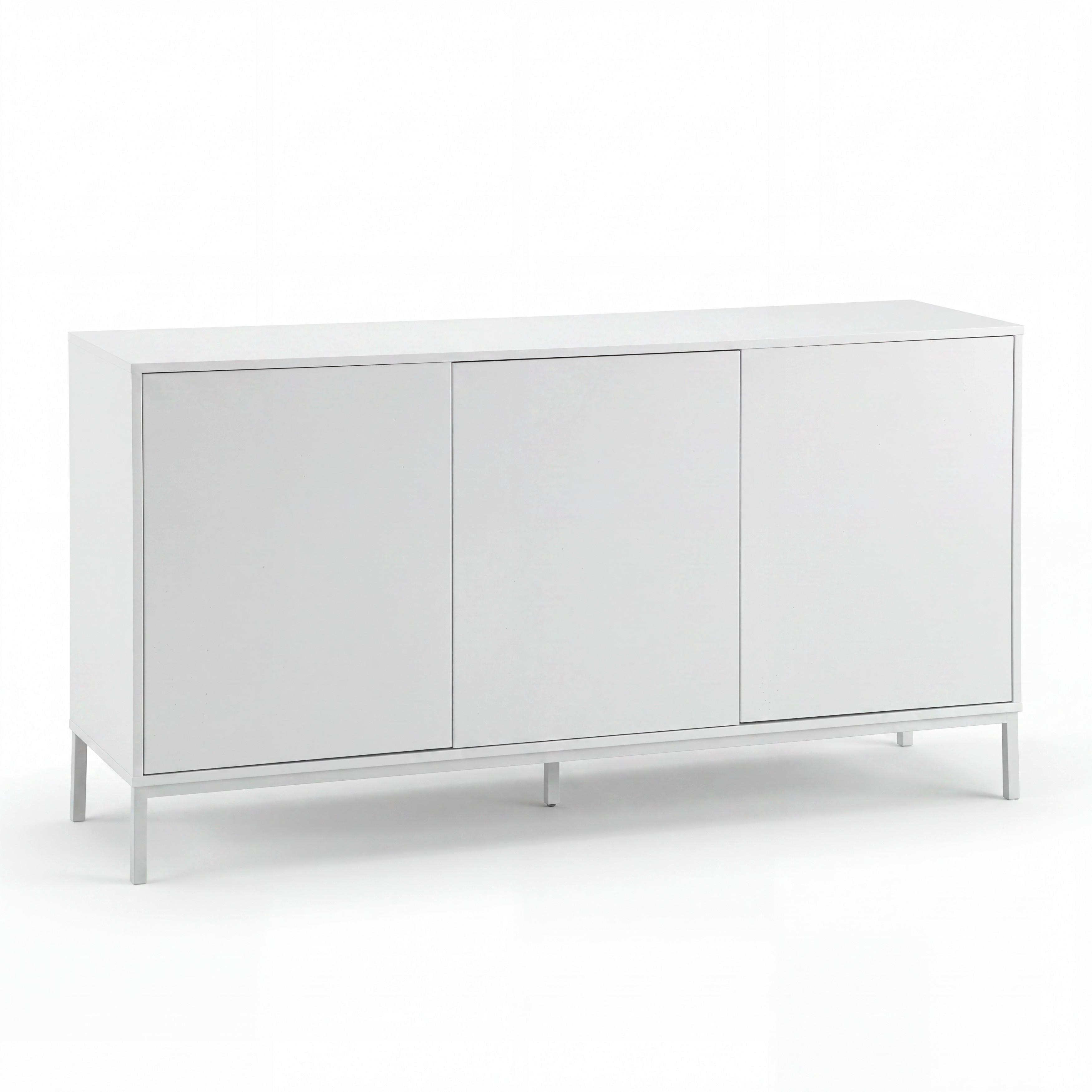 Sideboard Amber Weiß MDF/Eisen - Weiß, MODERN, Holzwerkstoff/Metall (150/80/40cm) - Bessagi Home