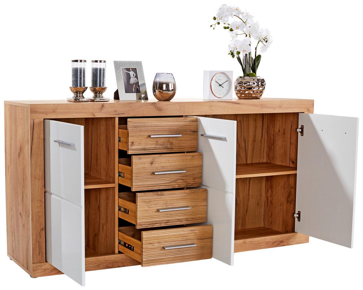 Komoda Malta - barve kroma/barve hrasta, Moderno, umetna masa/leseni material (178,6/86/39,9cm) - Mömax