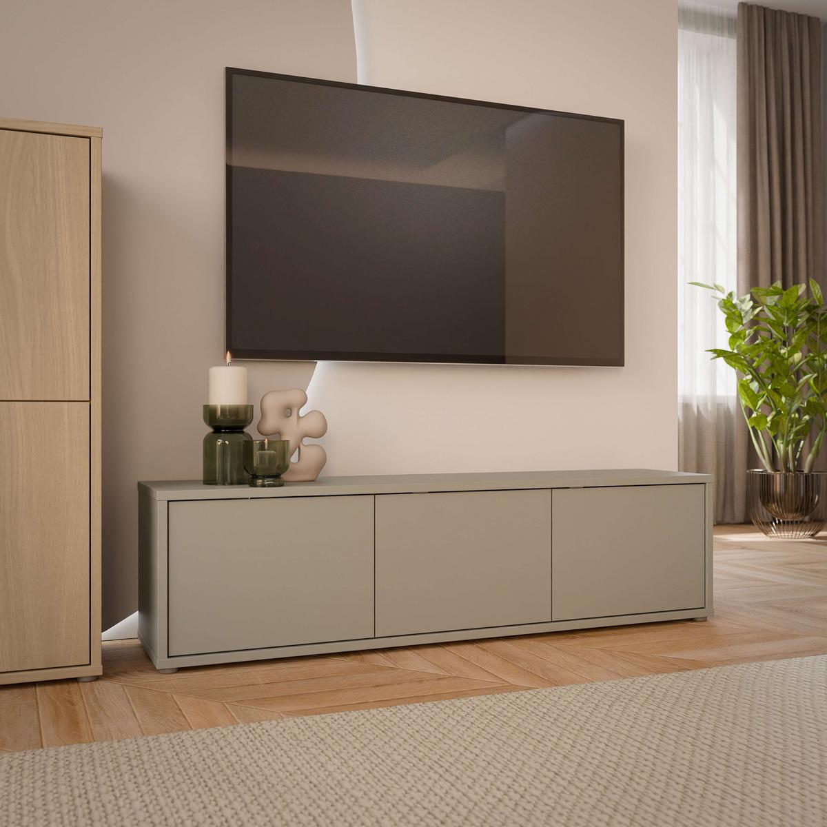 KOMODA NISKA ALICE SPRINGS - szary/taupe, Modern, materiał drewnopochodny/tworzywo sztuczne (154,2/42,5/34,9cm) - Carryhome