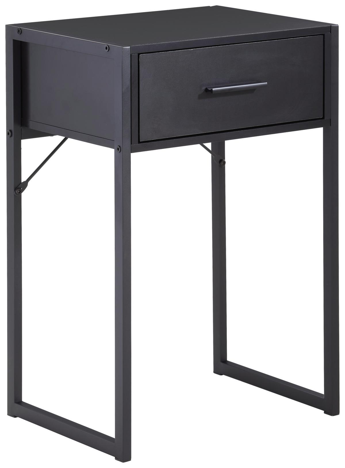 SZAFKA NOCNA INDUSTRY - czarny, Modern, materiał drewnopochodny/metal (41/60/30cm) - Livetastic