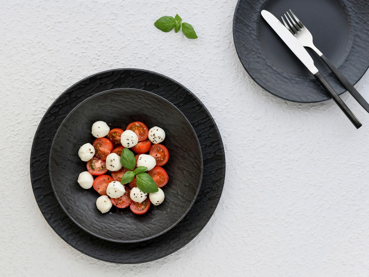 Tafelservice Rondo Schiefer in Schwarz, 12-teilig - Schwarz, MODERN, Keramik (43/40/37cm) - Creatable